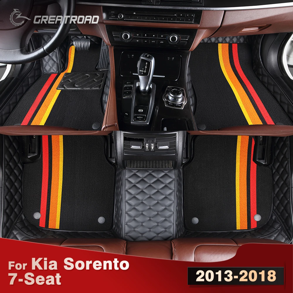 

Для Kia Sorento (7 мест) 2013-2018 двухслойные автомобильные коврики на заказ, автомобильный ковер, аксессуары для интерьера