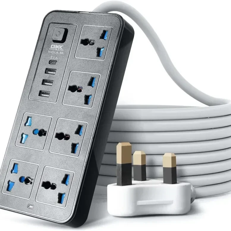 Power Multi Tap Universal Plug EU US UK Outlet Power Strip 2m Extension Cord AC Type C USB Port Charge Electrical Socket home