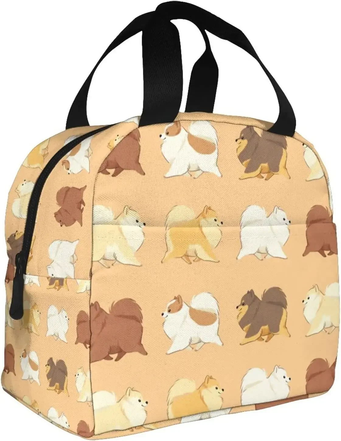 Walking Pomeranian Insulated Portable Lunch Tote Bag ?Multicolor Keep Warm Cooler Lunch Bag Lunch Box for Hiking Beach Picnic