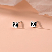 1Pair Classic Panda Head Stud Earrings Fashion Small Animal Modeling Cartilage Stud Simple Delicate Jewelry Girls Birthday Gift