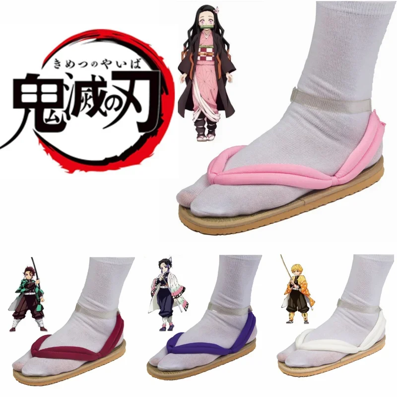 Demon Slayer Anime Cosplay Chinelos para Crianças, Sapatos Tanjirou, Kamado Nezuko, Zenitsu Geta Tamancos, Sem Sandálias Yaiba, Adultos e Crianças