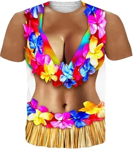 Summer 2026 Short sleeved Imitation Bikini Illusion T-shirt, Funny Beach T-shirt, Personalized Birthday Gift, Fashion Trend