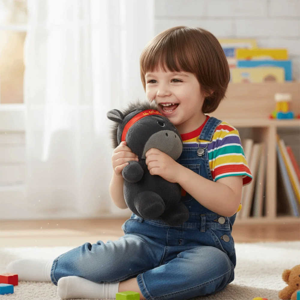 

Черная плюшевая подушка-лошадь в стиле кавайи, креативный дизайн, фигурка пони по знаку зодиака, милый дизайн, мягкая игрушка