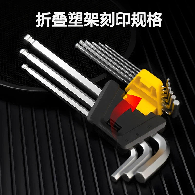 Allen Key Set L Wrench Kit For Allen Screw 9PCS Long Arm Hex Key Set 1.5mm To 10mm Hexagon Spanner Hand Tools For Bicycle Repair