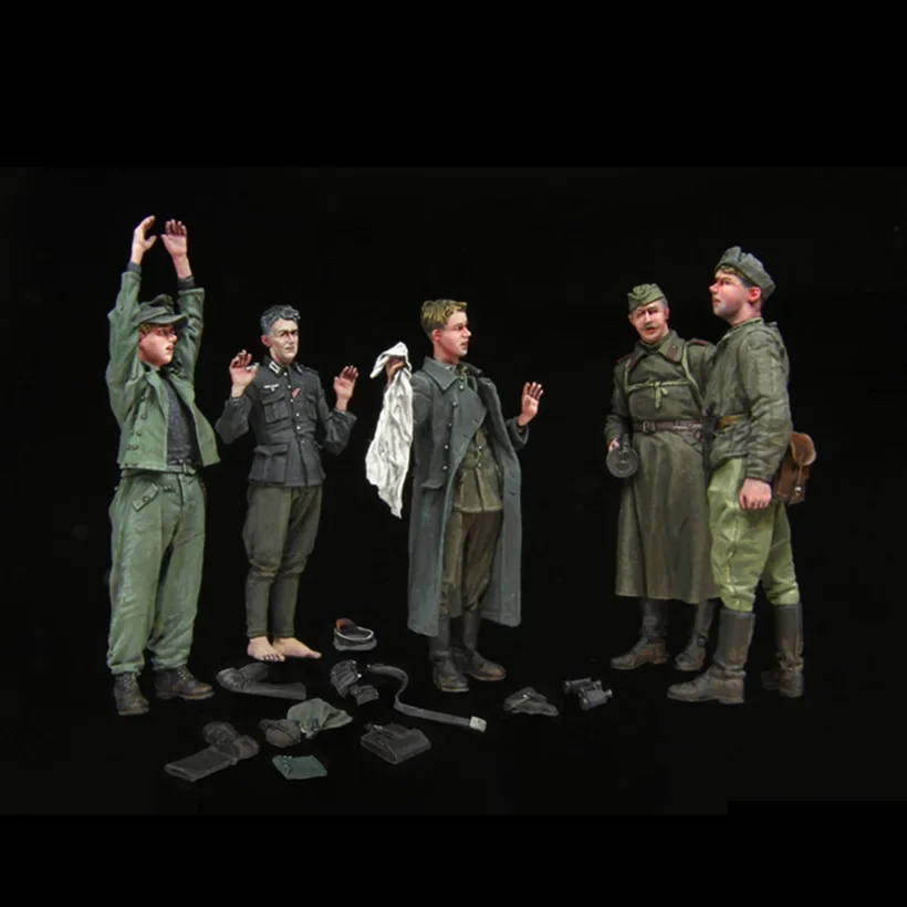 1/35 Resin Figure Unbemalter Modellbausatz, Militärthema (5 Personen) Unmontiert und unbemalt GK,