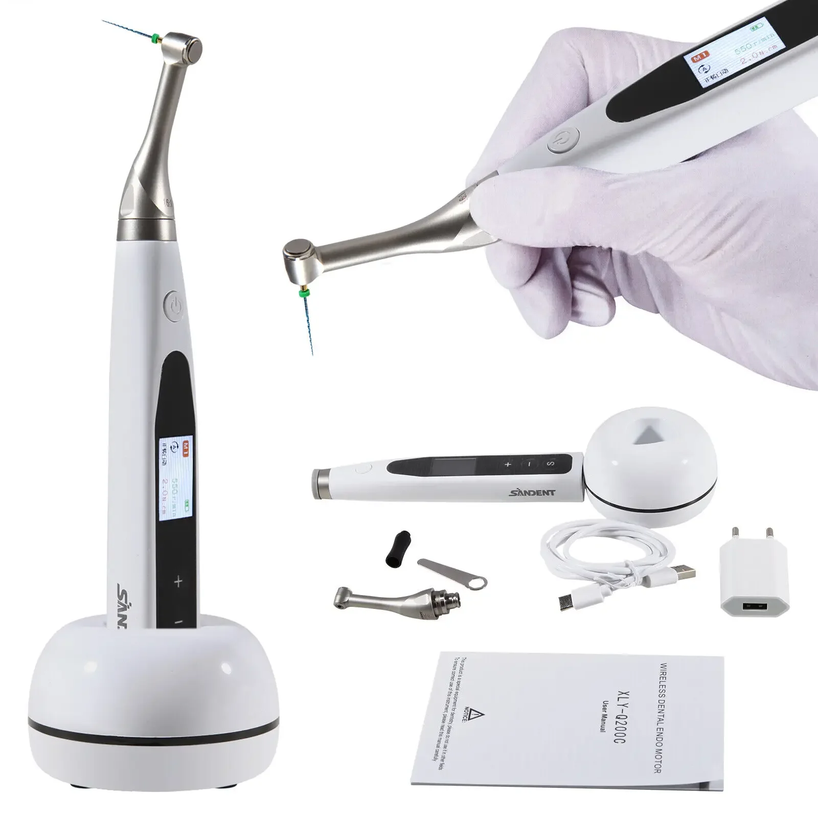 2 in 1 Dental Wireless Cordless Endo Motor Reciprocating 360° Rotated Endodontic Treatment Built in Apex Locator Fit Nsk