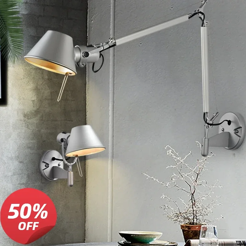 

American industrial E27 rotating robotic arm wall lamp for decorative lighting in living rooms bedside rooms and study rooms