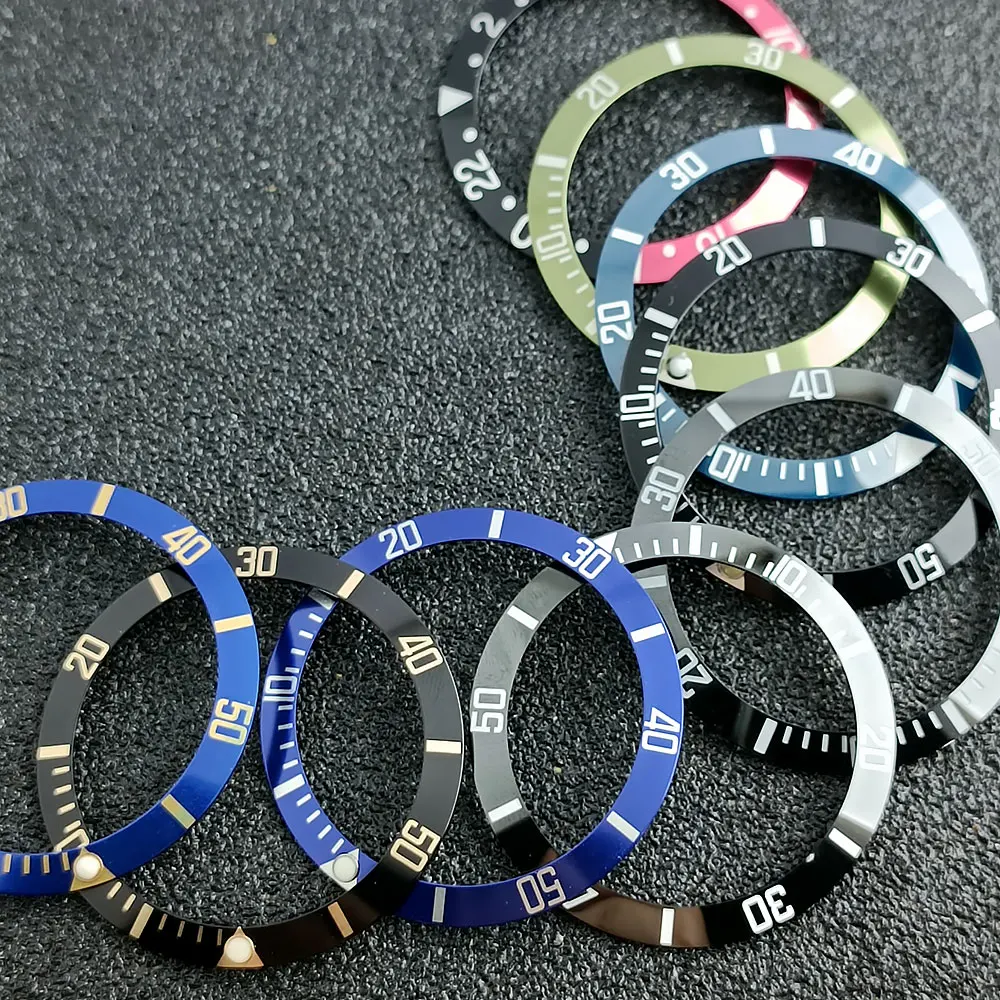 Sloping Aluminium Bezel Insert 37.5*30.5mm Replacement of Watch Accessories Parts Watch Cases Replace Accessory Watch Ring