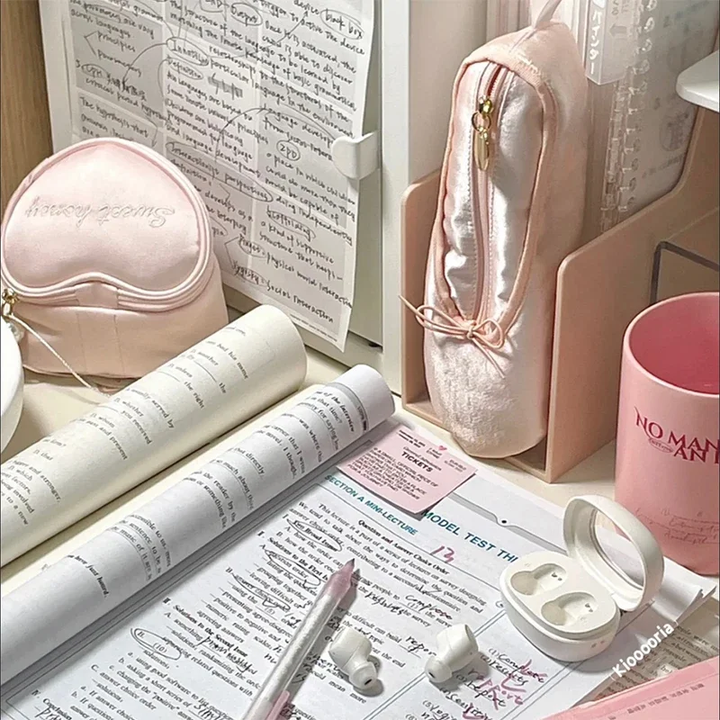 الإبداعية حذاء الباليه تصميم القلب حقيبة مستحضرات تجميل الإناث القرطاسية تخزين طالب مقلمة الفتيات على شكل قلب المنظم