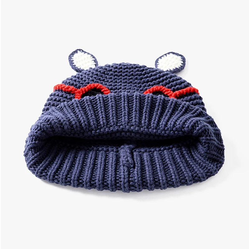Hat Baby Winter Boy Blue Acrylic Knit Beanie Accessory For Autumn Outdoor Cold Weather Skiing