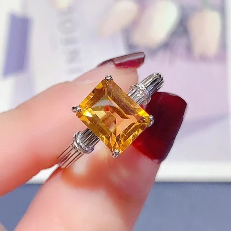 

Кольцо из серебра 925 пробы с натуральным бразильским цитрином 7x9 мм, 2 карата, минималистичное, с сертификатом, ювелирное украшение для женщин, подарок