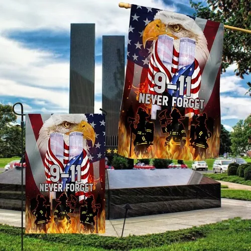 Never Forget Patriot Day 911 Twin Tower Eagle Memorial Flag Graden Flag UUI GGX