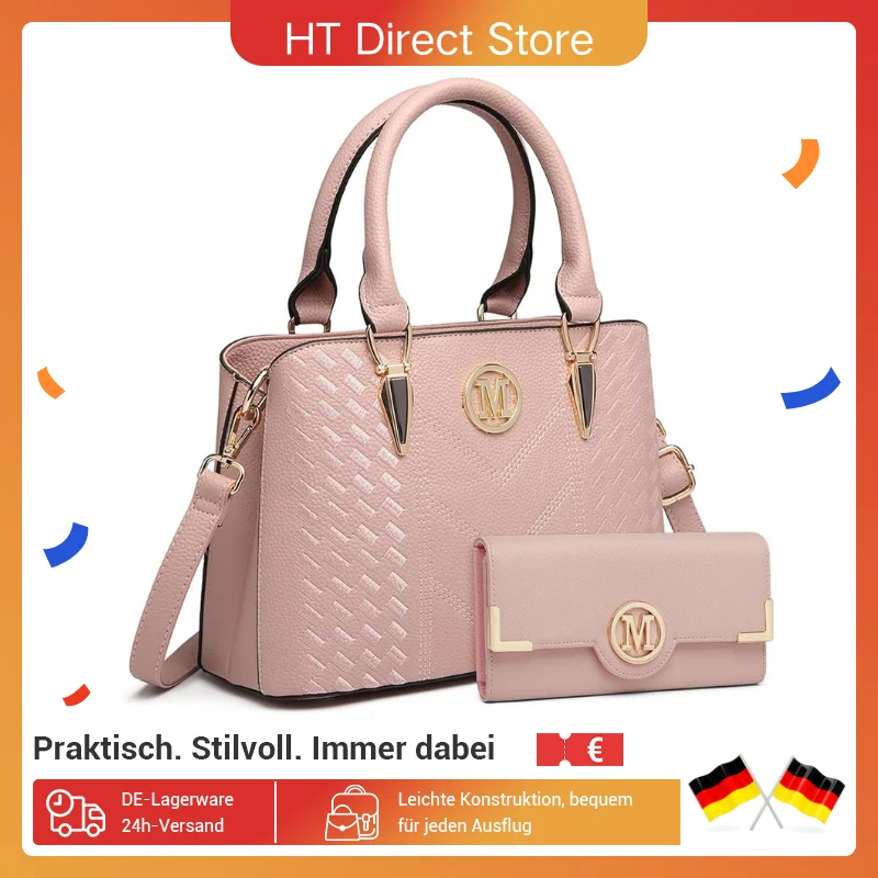 Miss Lulu borsa da donna Set Shopper da donna medio elegante borsa in pelle PU ideale per il lavoro quotidiano