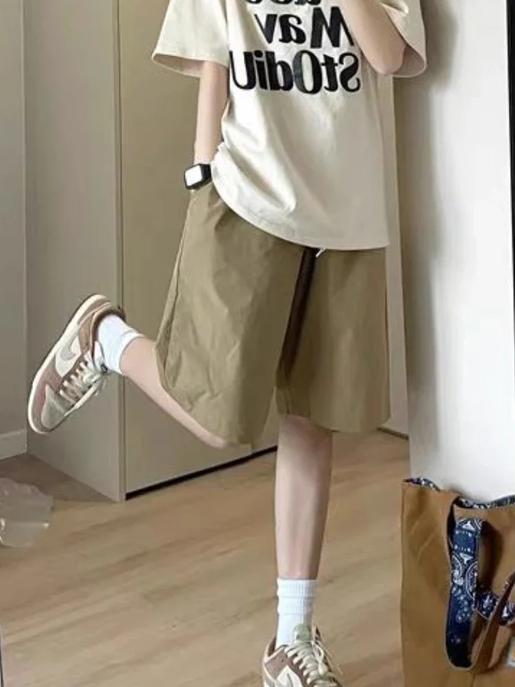 Szorty Damskie Solidny Letni Design Moda Prosty Uniwersalny Prosty Wypoczynek Elastyczna Talia Studenci Imperium Codzienny Koreański Styl Nowy