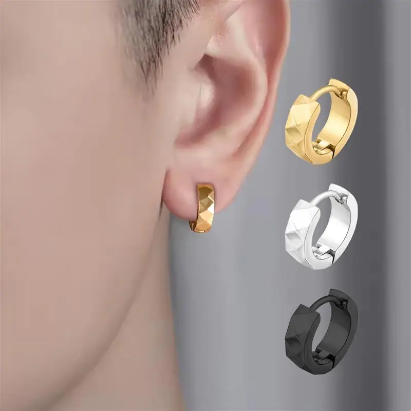 1Pc Simple Earrings Titanium Steel Men Punk Earring Round Hoop Earrings For Women Men Punk Party Fashion Sexy Jewelry