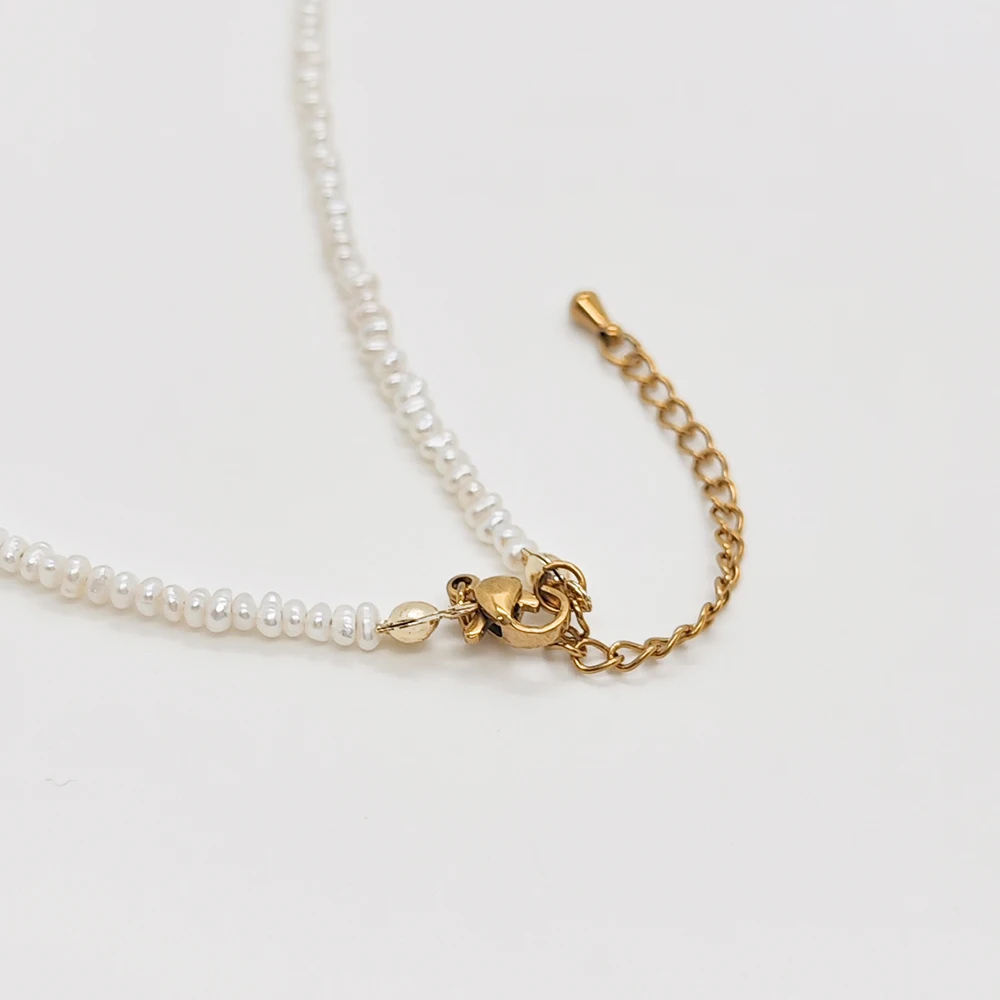 Vlen Elegante Mini-Süßwasserperlen-Halskette für Frauen, luxuriöses Geschenk, Schmuck, modisch, trendig, Perlen-Halsband, Geschenk – Detail 3