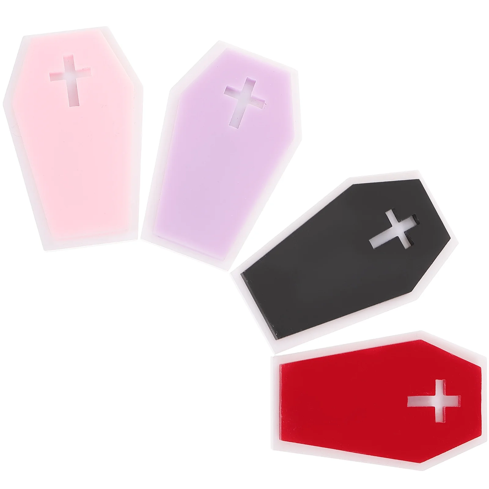 

4 Pcs Coffin Hair Clip Scene Clips Goth Accessories Pink Charming Acrylic Horror Halloween Bride Casket