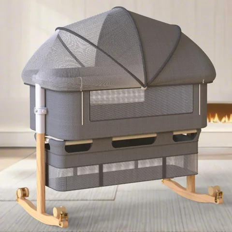 Cama de guardería con mosquitera, bolsa de almacenamiento grande, cama cambiadora, altura ajustable, cuna portátil de viaje, bebés recién nacidos, niños y niñas