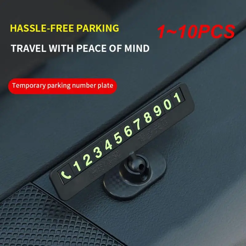 1~10PCS Mini Portable Telephone Number Plate With Switch Phone Number Business Card Temporary Parking Card Plate Car Accessories