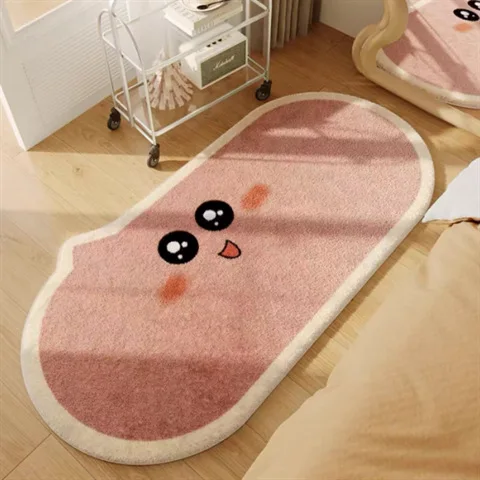 VIKAMA Fresh And Cute Floral Synthetic Cashmere Carpet For Bedroom Side Cushion - Durable Cool-Friendly Floor Mat For Home Decor