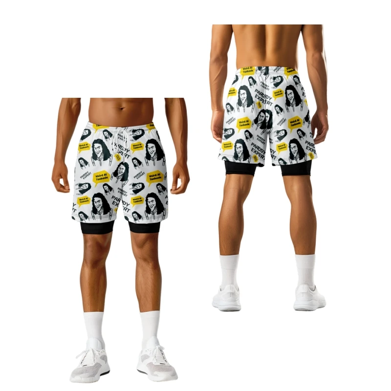 

Yankovic Merch Print Поддельные две шорты Косплей Женщины Мужчины Мода Повседневная Уличная одежда