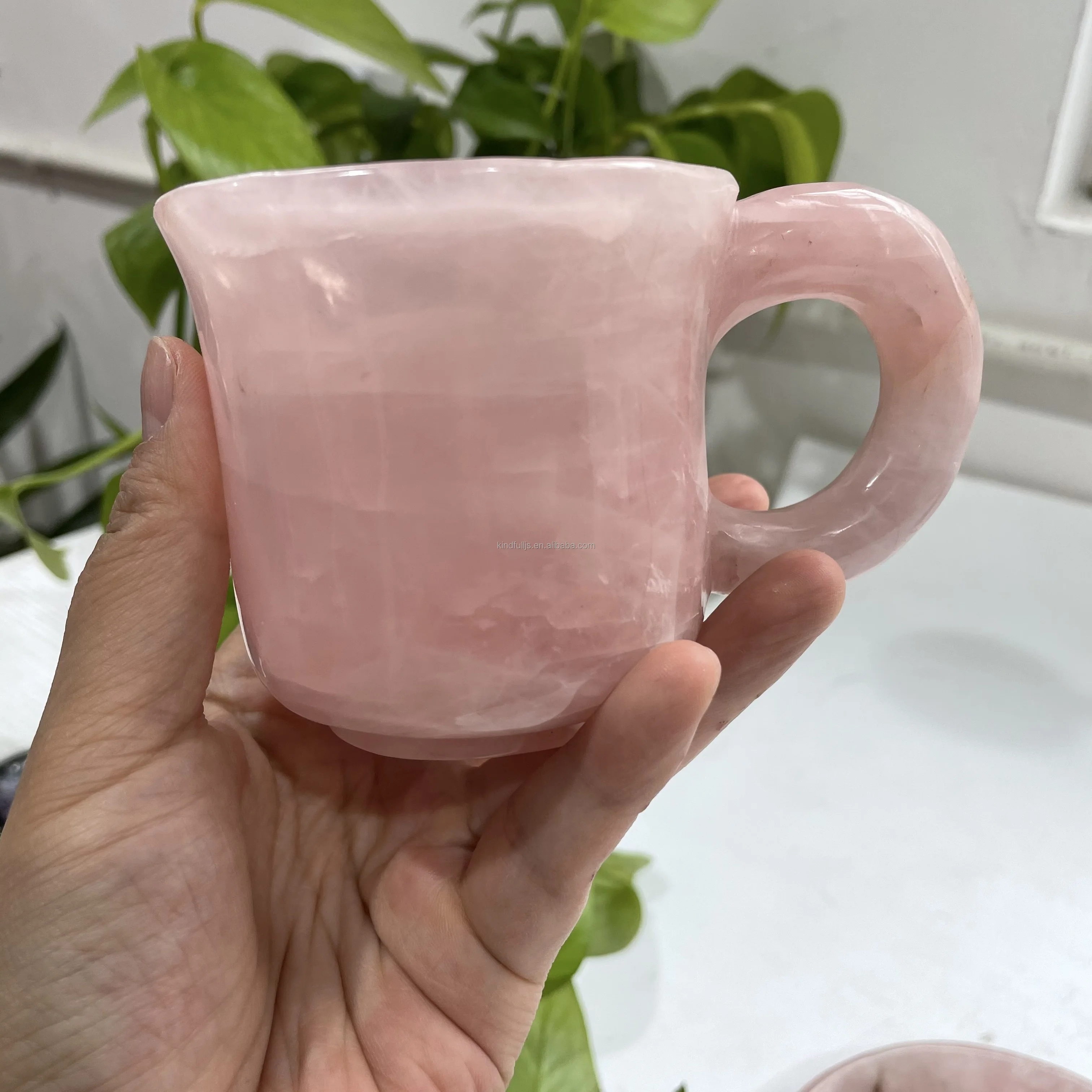 Natural Healing Gemstone Crystal Cup Hand Carved Crystal Crafts Rose Quartz Cup mug For Gift