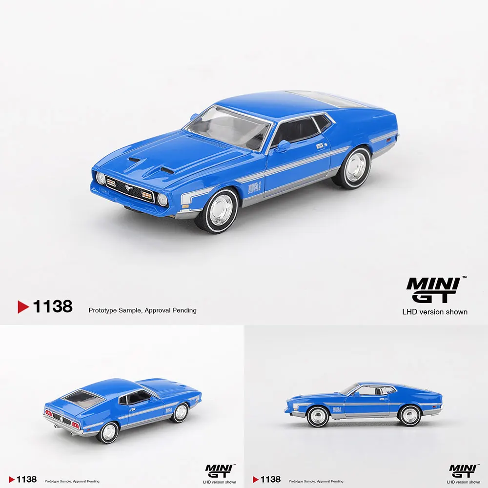 

MINIGT 1/64 Ford Mustang Mach 1 Grabber Blue Super Car Model Car Diecast Vehicle Collection Model With Display Case