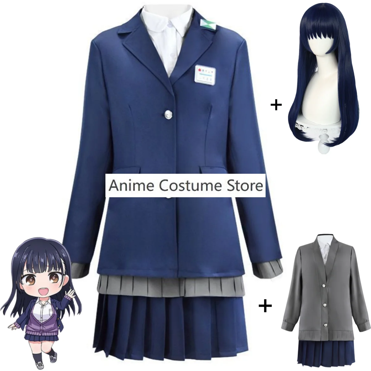 Anime Dangers in My Heart Yamada Anna Cosplay Costume Japanese School Uniforms Coat Wig Woman Lovely Daily Academic Style Suit