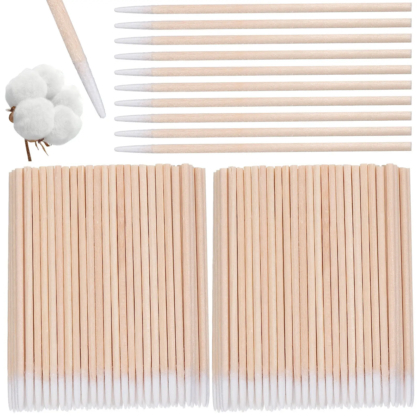 300Pcs Pointed Cotton Swabs Stick Premium Defatted Cotton High Temp Treated Sanitary No Harmful Residue for Makeup Travel Family