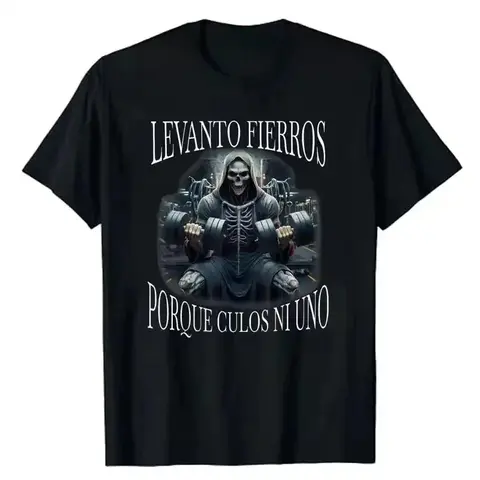 Levanto Fierros Porque Calacas Chidas 체육관 티셔츠, 남성 패션, 스켈레톤 피트니스 운동 티 탑, 남편 아빠 노벨티 선물