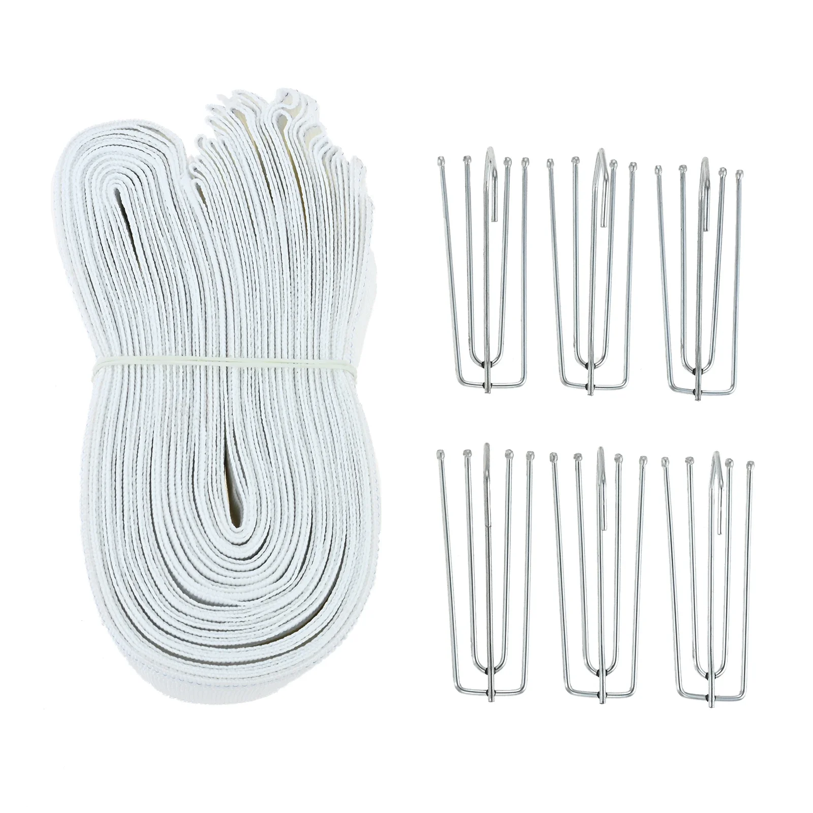 4 Prongs Pinch Pleat Curtains Tapes and Hooks for Making Pleated Curtain 10M Curtain Pleat Tape with 50Pcs Stainless Steel Hooks