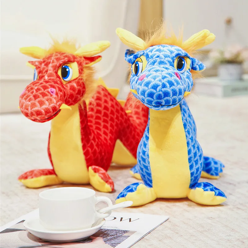 New 2024 Chinese Dragon Plush Toy Cartoon Stuffed Animal Dinosaur Doll Anime Soft Kids Toys for Girls Boys Children Gifts