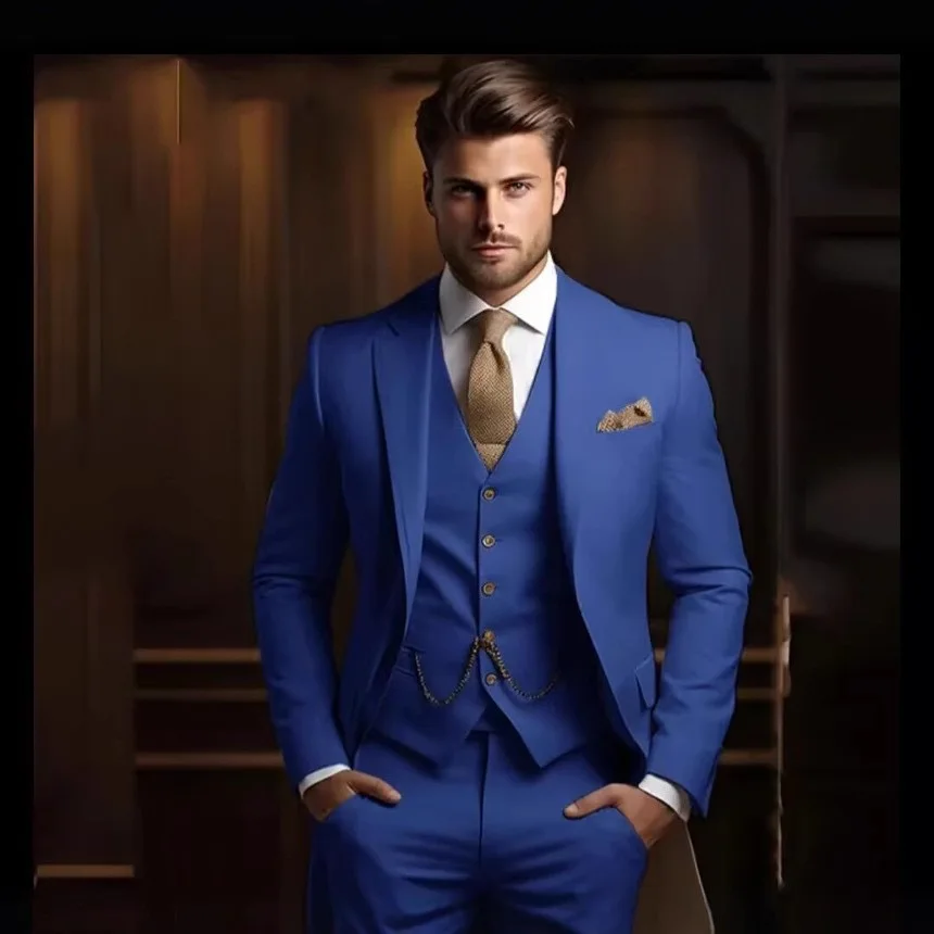 

High-end custom men's business suits Men's Suit Wedding Tuxedo 3 piece Suit(Jacket+Pants+Vest)High-end Men's Custom Elegant Suit