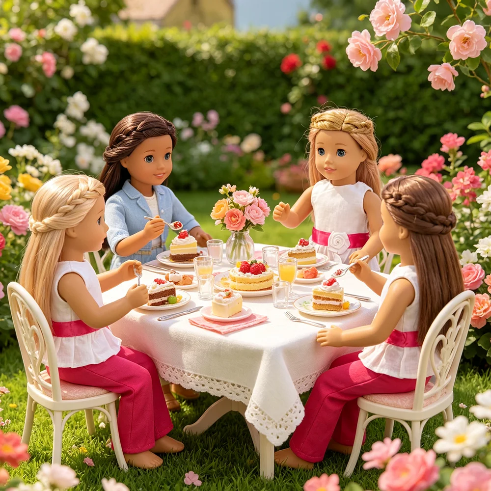 18 Inch Doll Girl Set Simple Solid Color Set Polka Dot Dress Suitable for 18 Inch Dolls, A Must-Have Dress for Doll Showcase
