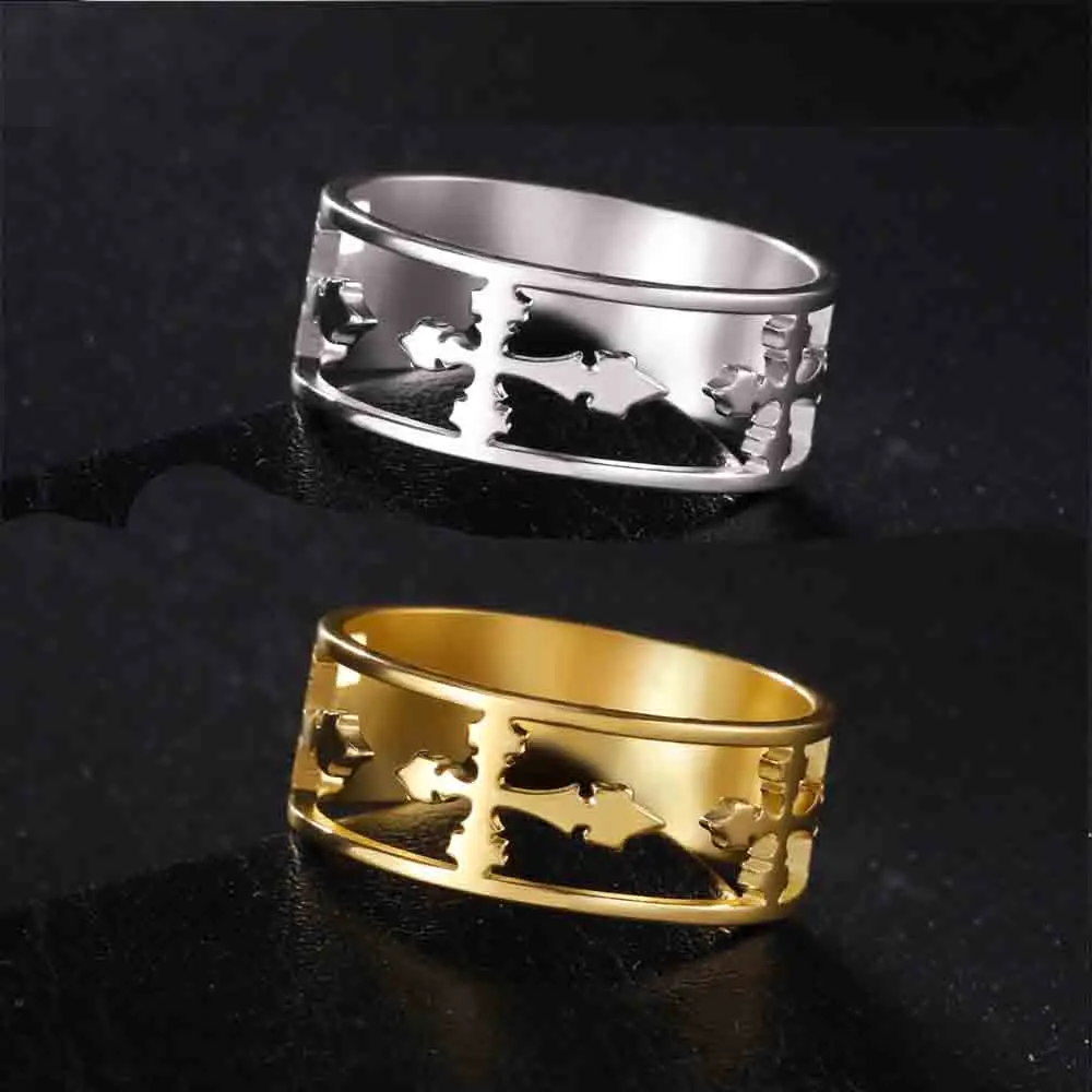 My Shape Fashion Cross Rings Women Men Silver Color Stainless Steel Finger Rings Religious Christian Amulet Ring Jewelry New In