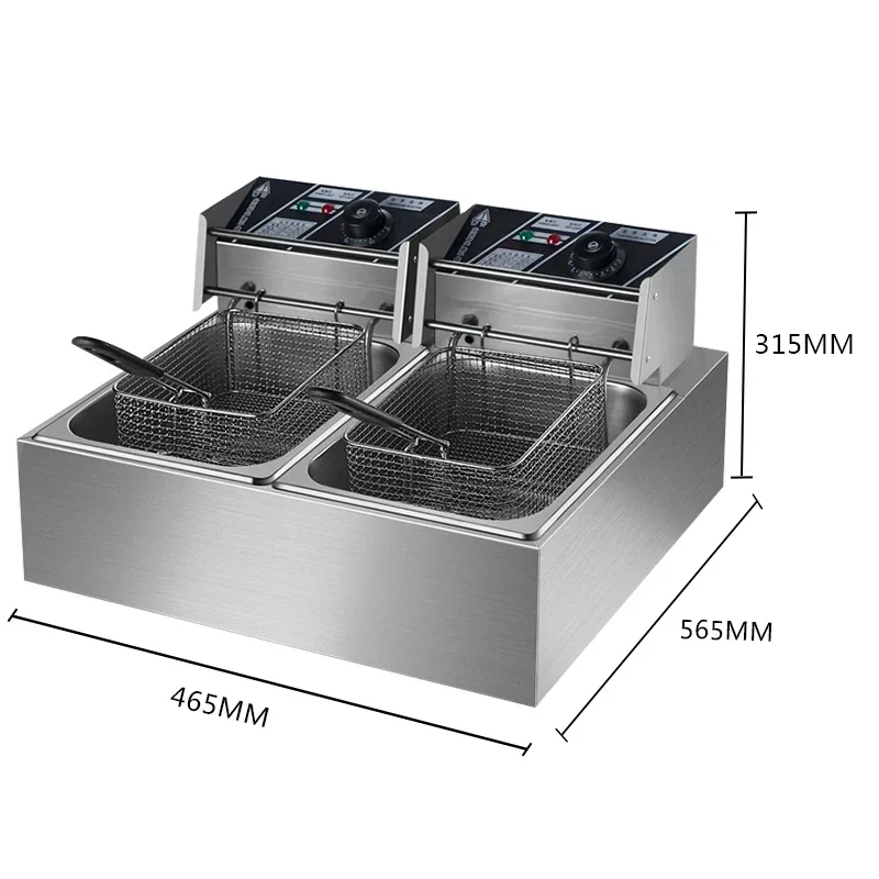 Oven Fryer Double Cylinder Electric Fryer 220V/5000W Fried Chicken French Fries Fryer