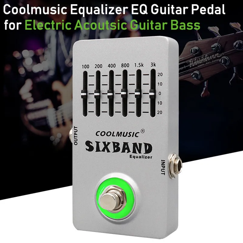 COOLMUSIC C-EQ01 Electric Guitar Effect EQ Pedal Musical Instrument 6-Band Equalizer Full Metal Shell True Bypass Stringed