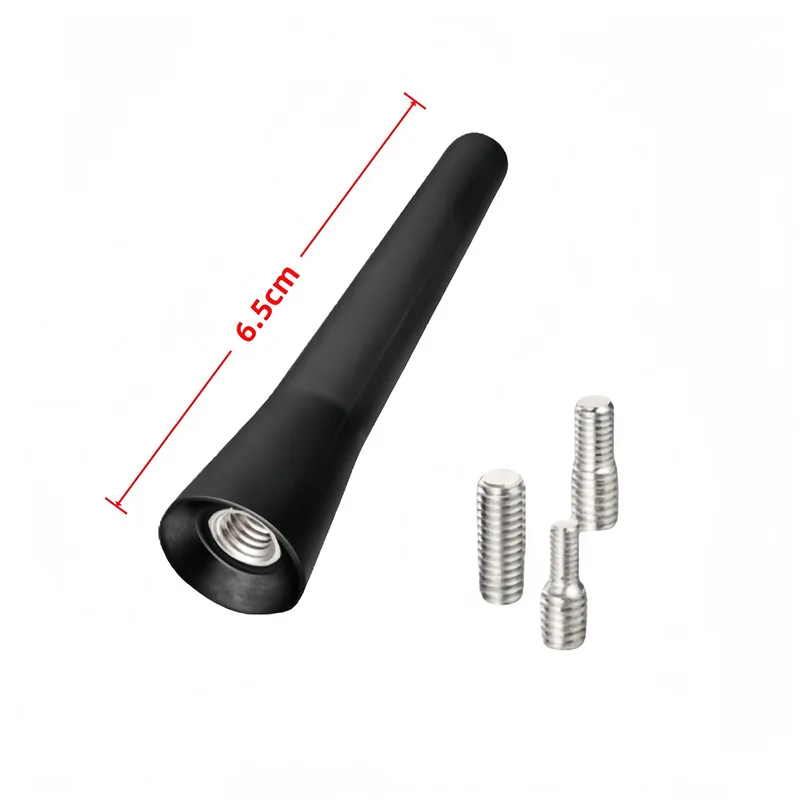 50 PCS Universal Mini Short Car Antenna With M4 M5 M6 Threaded Adapter Strong Radio Roof Mount FM AM 6.5cm Length Black For Auto