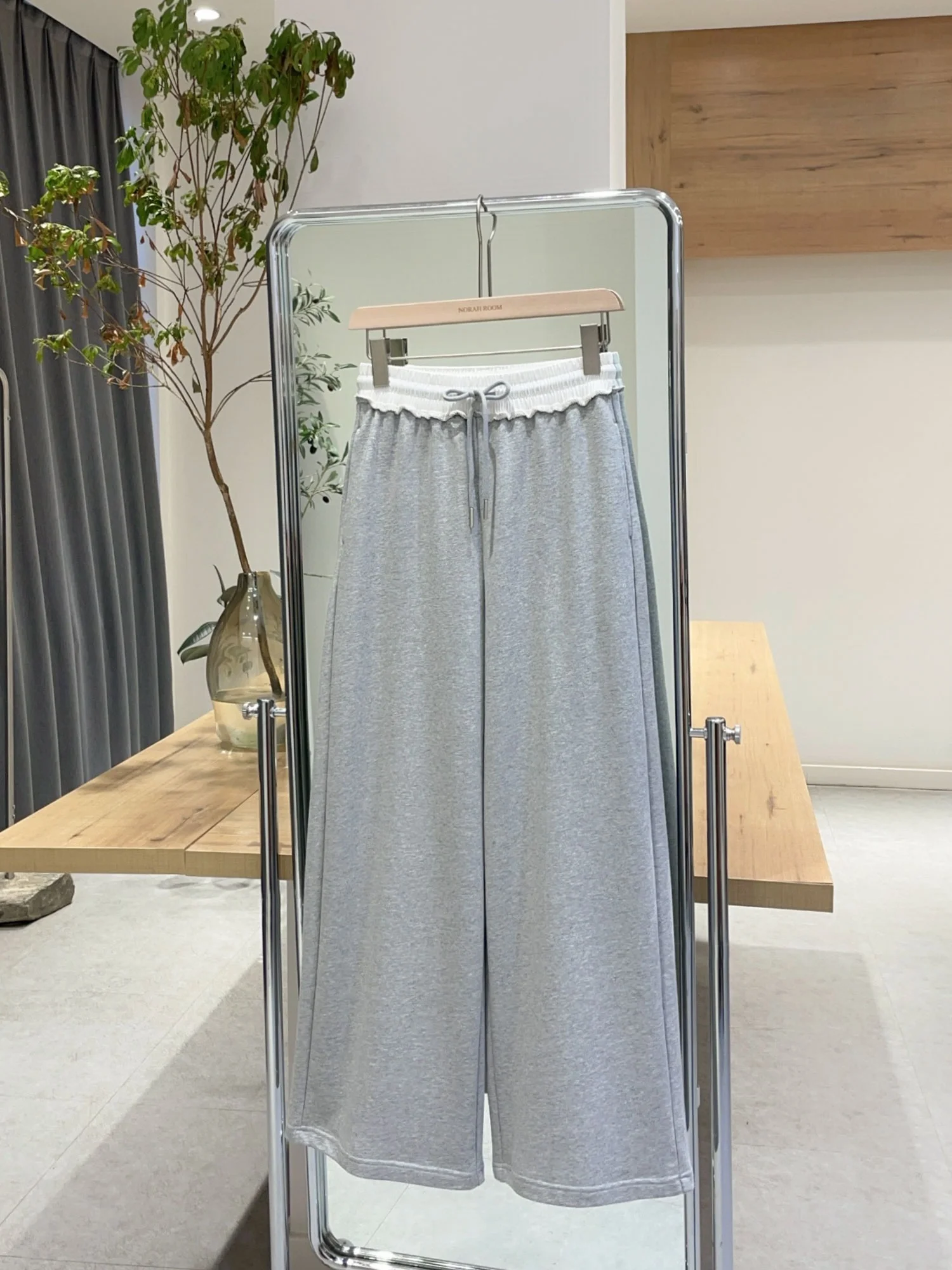 Spodnie Nok Xiaola, autentyczne koreańskie, patchworkowe, z wysokim stanem, szerokie nogawki, codzienne, wiosna 2025, spodnie do ziemi.