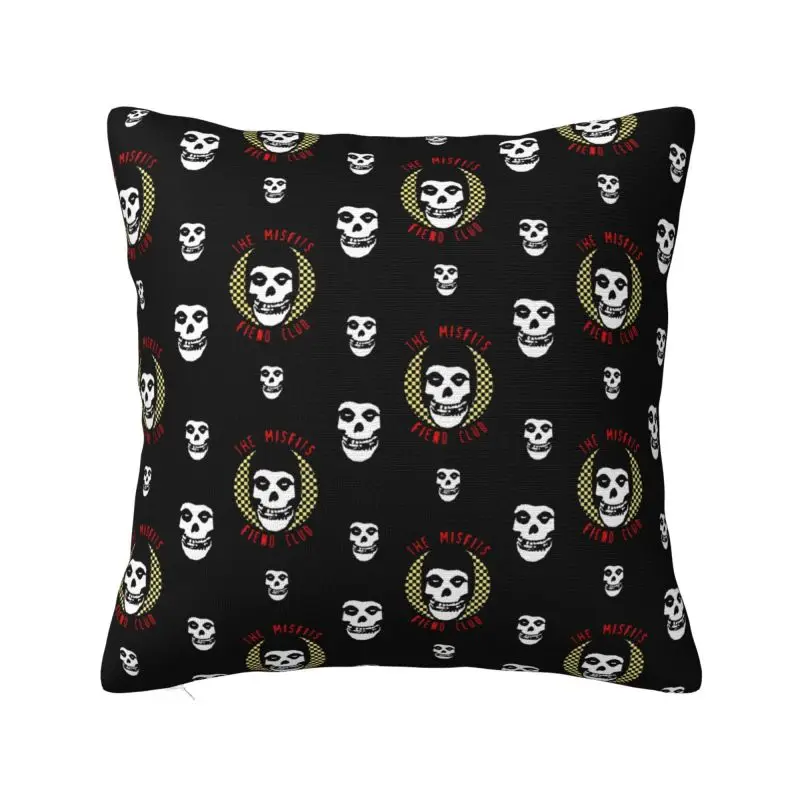 Custom Rock Punk Band Misfits Skull Face Pattern Modern Throw Pillow Cover Heavy Metal Cushion Cover