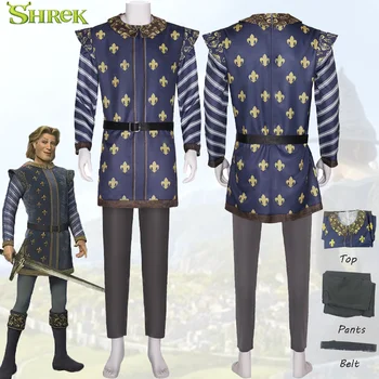 Movie Monster Shrek Cosplay Costume Prince Knight Performance Uniform Halloween Party Carnival Suit for Adult Men Role Play Set