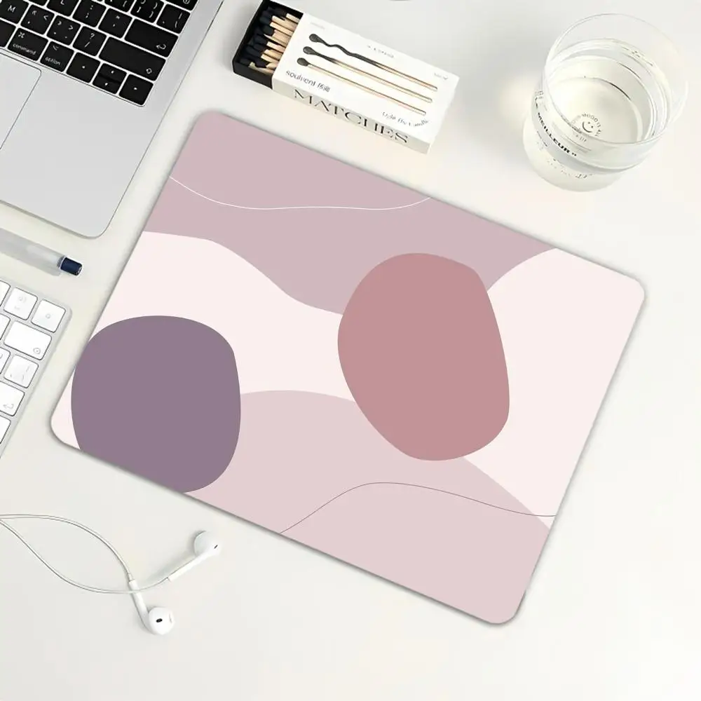 Abstract Color Block Mini Mouse Mat for Office Laptop Girls Daily Desktop Decor Non-slip Rubber Stitched Edge mouse pad