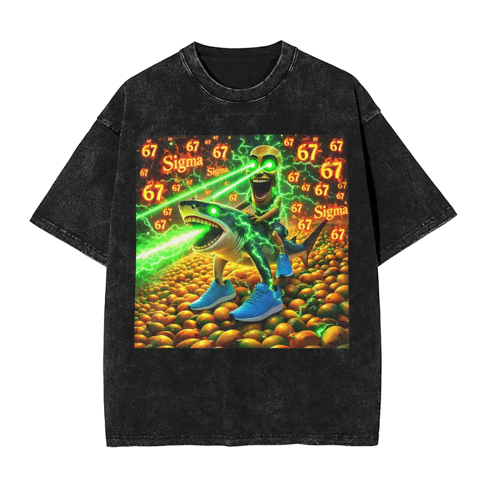 Funny Tung Sahur Riding Tralalero 67 Mango Tuff Meme T-Shirts Men  Awesome Cotton Tee Shirt Round Collar Short Sleeve T Shirt