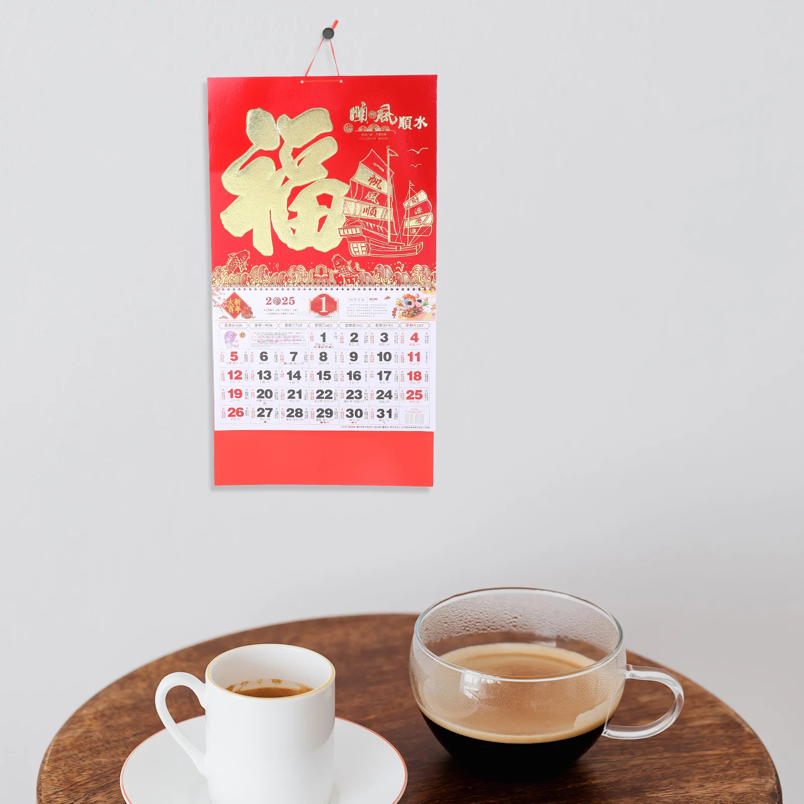 

Zodiac Snake Gold Foil Fu Brand 2025 Wall Calendars Sturdy Monthly Planning Hanging Home Office Chinese New Year Party Decor