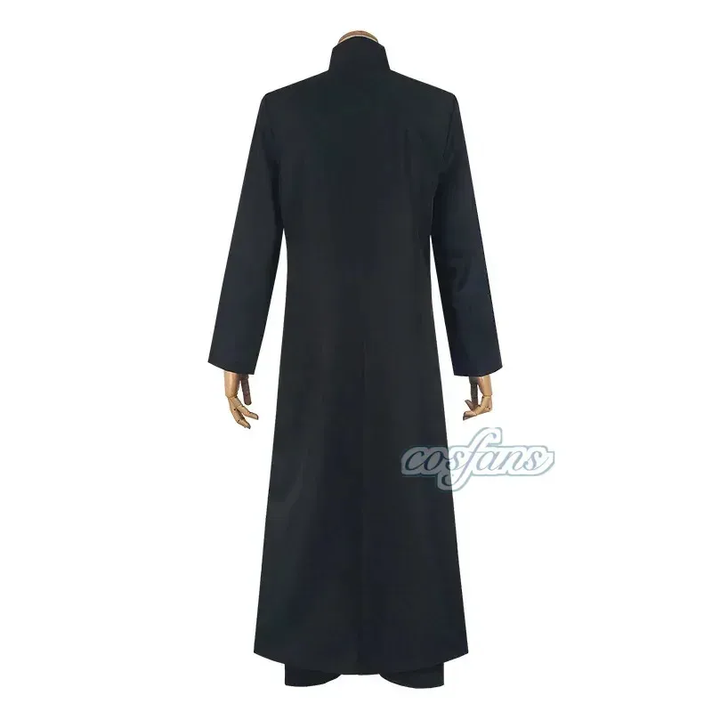 Disfraz de cosplay Matrix personalizado, gabardina neo negra, disfraces de fiesta de Halloween para hombres, accesorios de utilería de juego cos