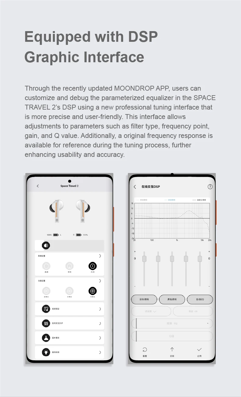 MOONDROP Space Travel 2 HiFi Noise-Cancelling TWS kabelloser Kopfhörer Bluetooth 6.0 ANC Low-Latency-Game-Modus SBC/AAC – Detail 10