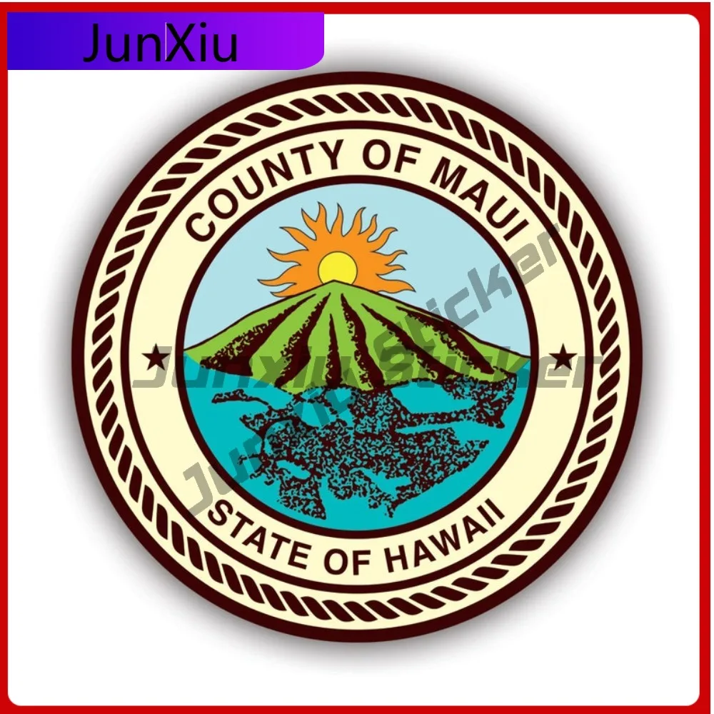 

Hawaii County Of Maui Seal Sticker Uv Protected Decals Insignia Hi Island Style Auto Decor Car Sticker Vinyl Decal Die Cut Sun
