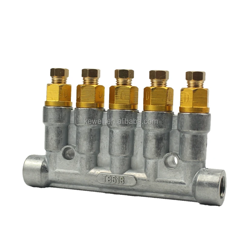 T8618 customized 2/3/4/5Ways volumetric Grease/Oil Oil Piston Distributor Value Manifold Block for lubrication systemCNC machine