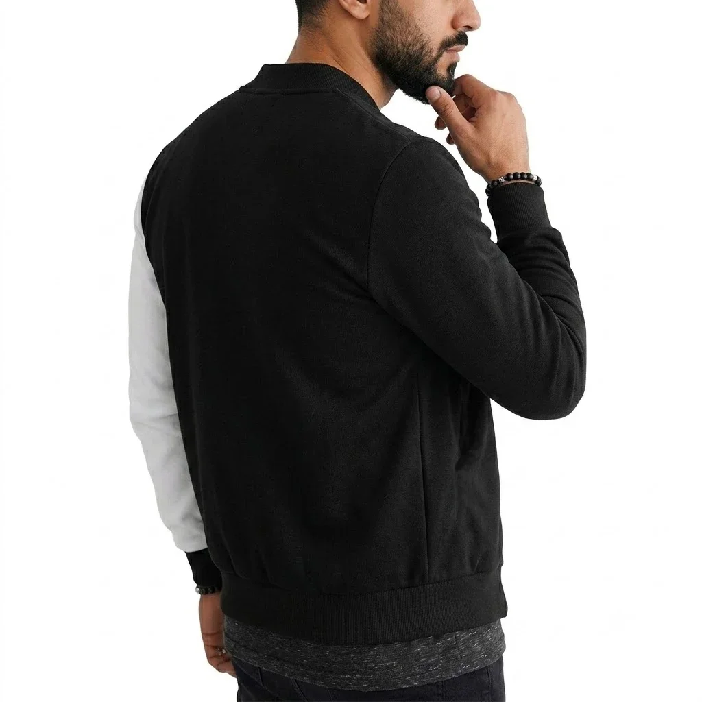 Neue Herren Colorblock Bomberjacke Langarm Vollreißverschluss Sweatshirts Lässige Sportliche Leichte Oberbekleidung Mantel Streetwear Oberteile – Detail 6
