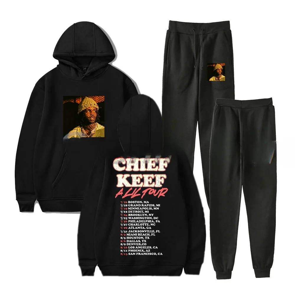 

Мужской комплект спортивной одежды Chief Keef A Lil Tour, повседневный спортивный костюм из двух предметов, топ и брюки, мужские спортивные костюмы, 2024